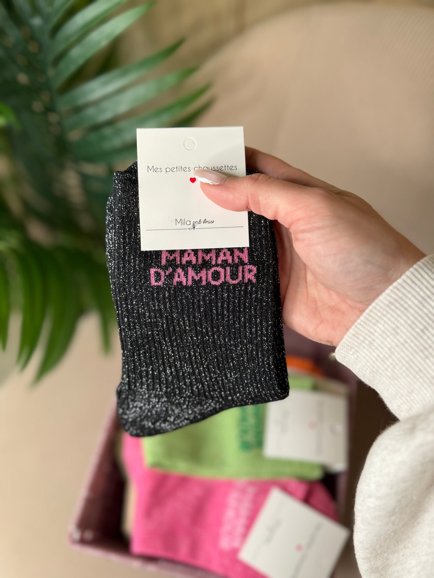 CHAUSSETTES PAILLETÉES MAMAN D'AMOUR