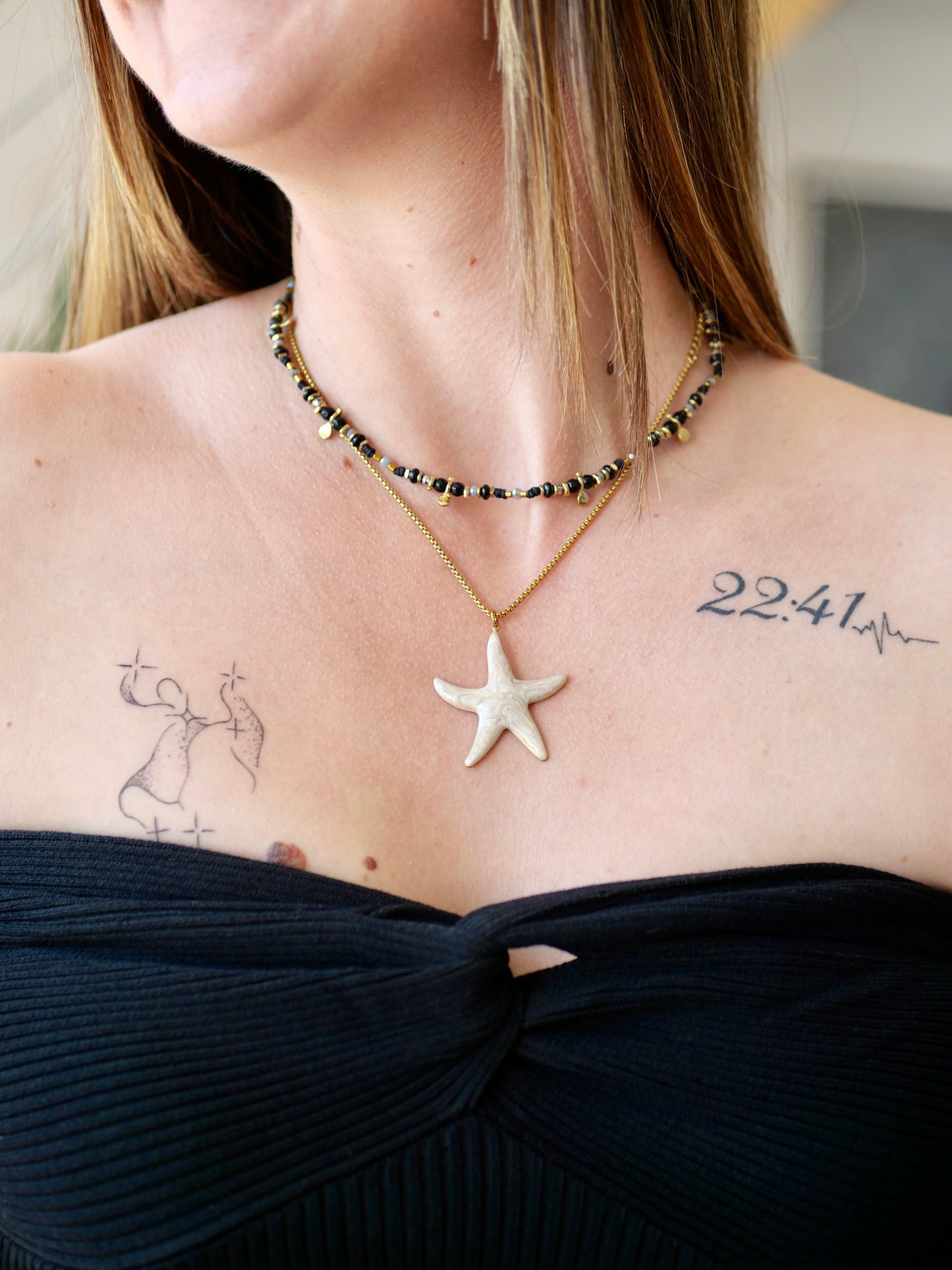 COLLIER ETOILE BEIGE