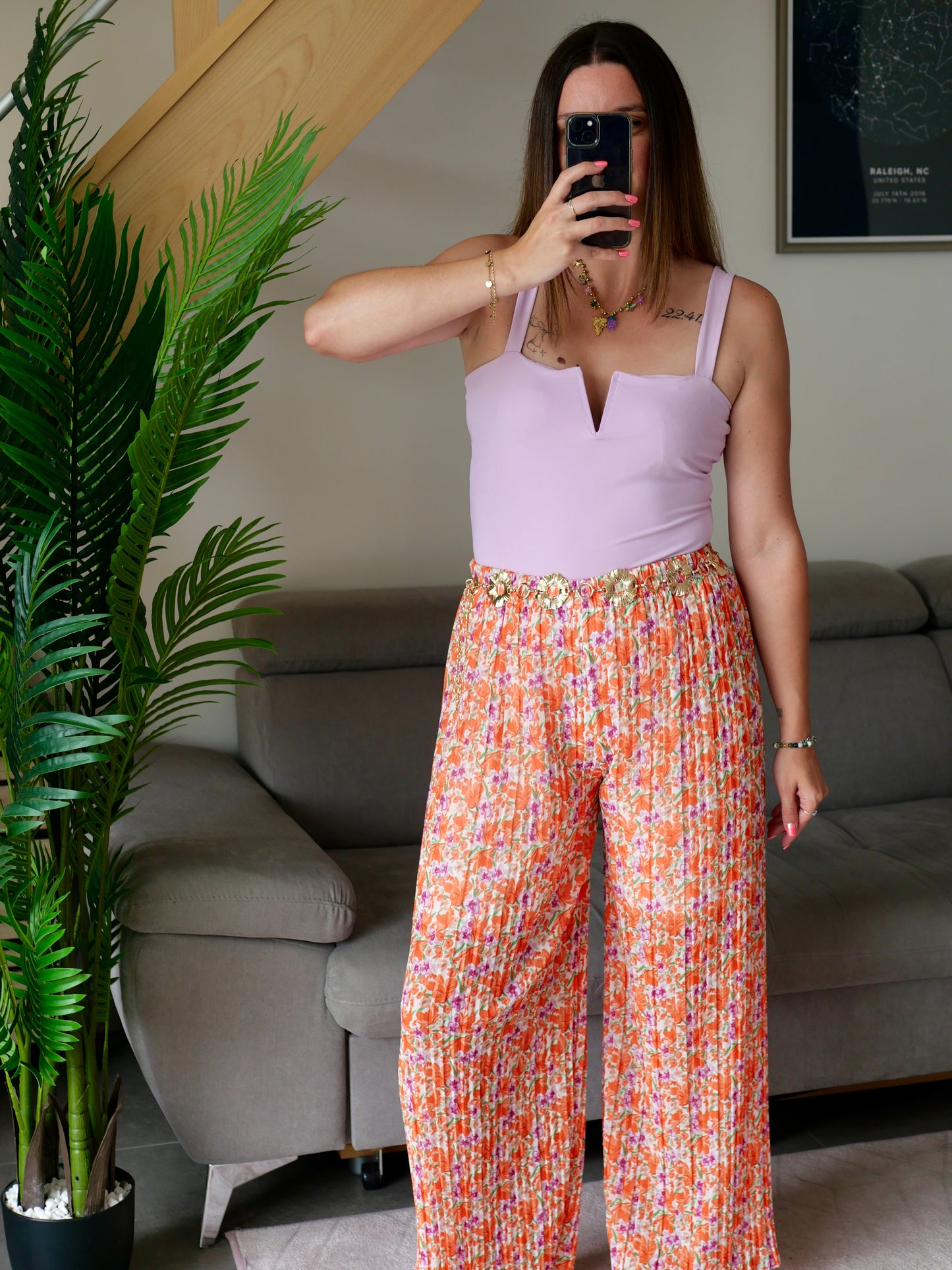 PANTALON ILONA ORANGE (PETITE ET GRANDE TAILLE)