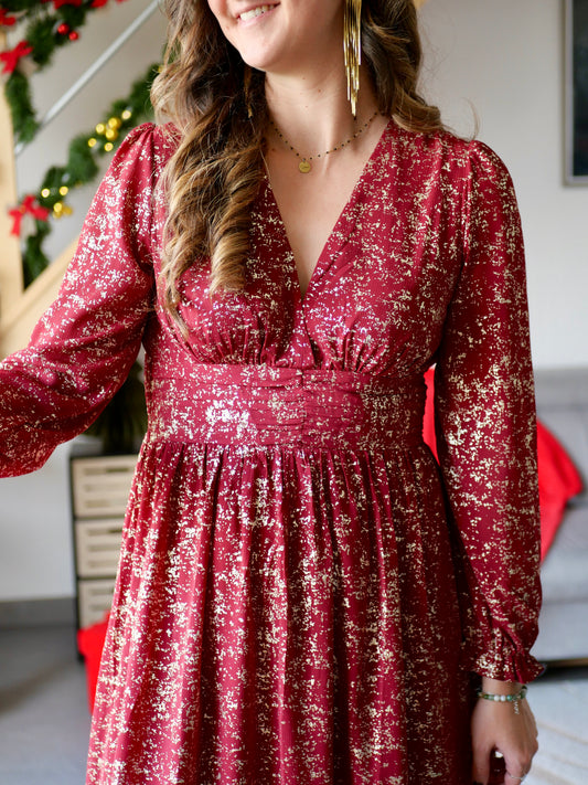 ROBE LONGUE JOYCE BORDEAUX (PETITE ET GRANDE TAILLE)