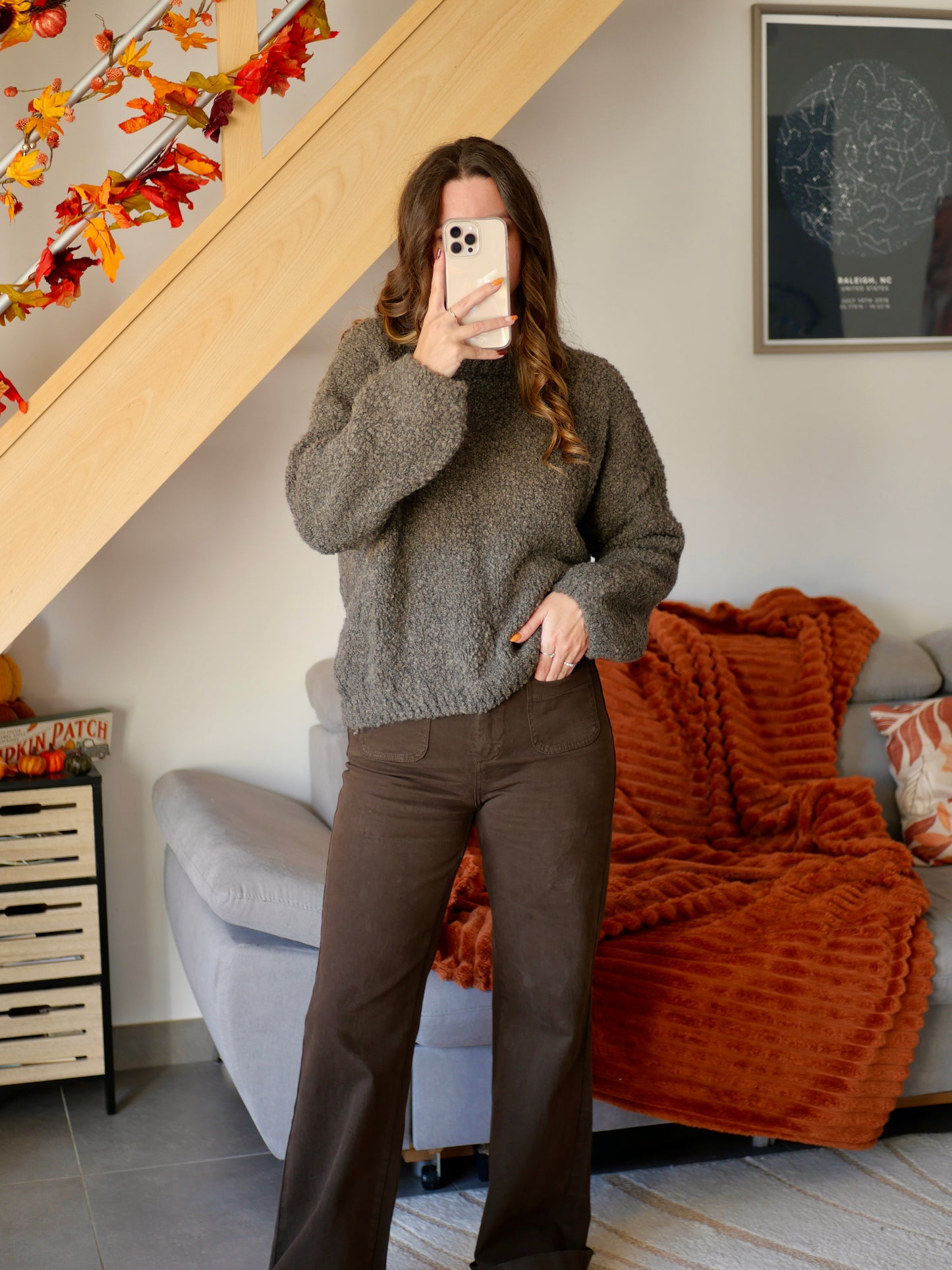 PULL COZY MARRON/TAUPE (PETITE ET GRANDE TAILLE)