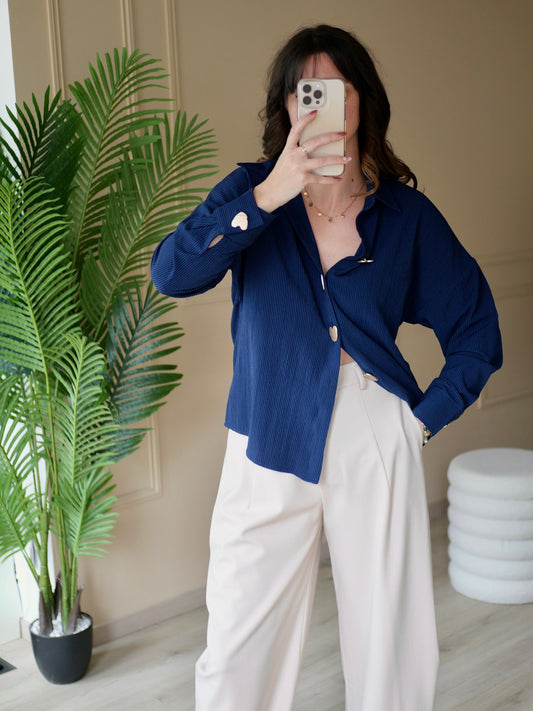 CHEMISE VALENTIN BLEU MARINE (PETITE ET GRANDE TAILLE)