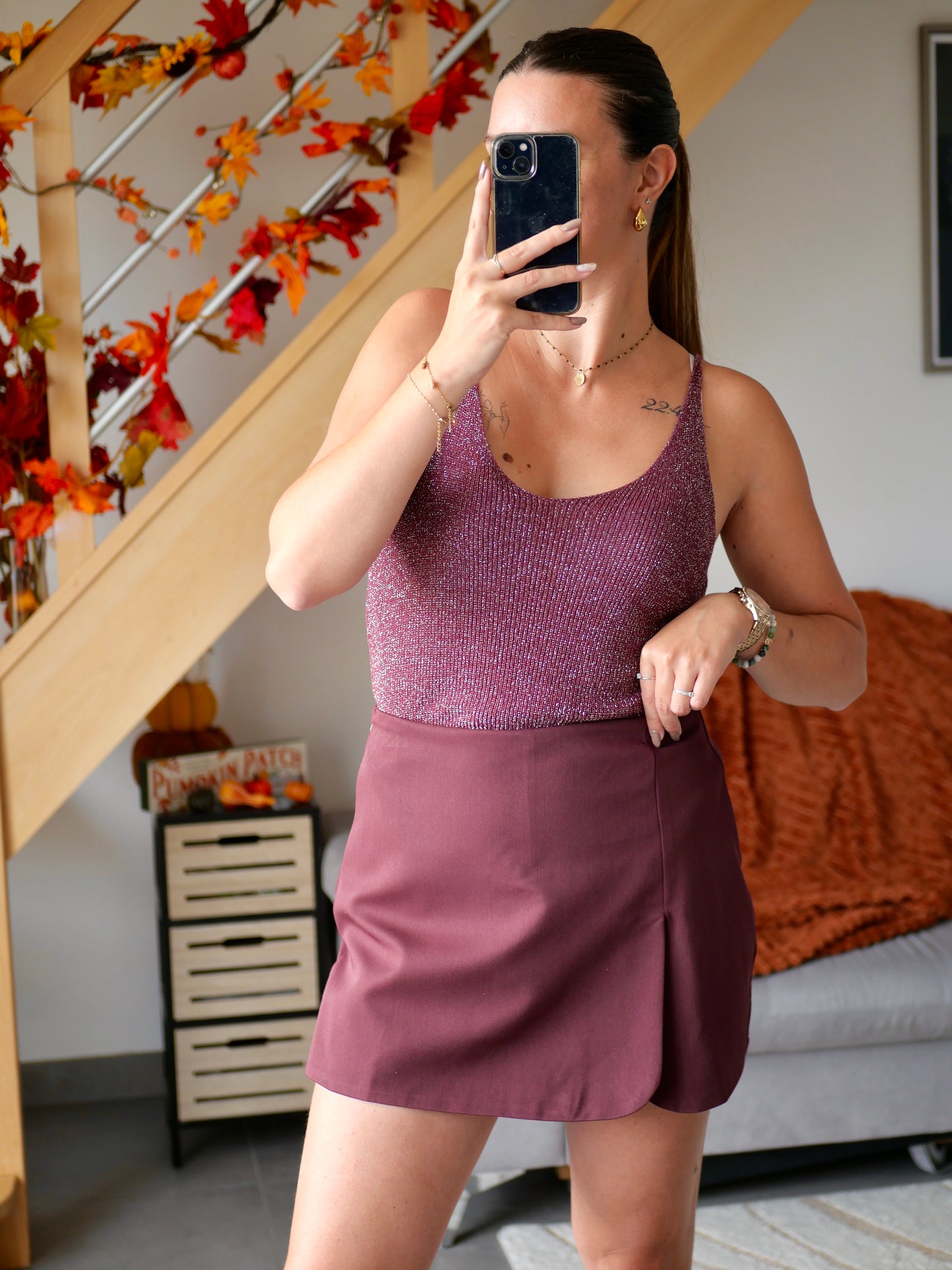 JUPE SHORT MADISON BORDEAUX