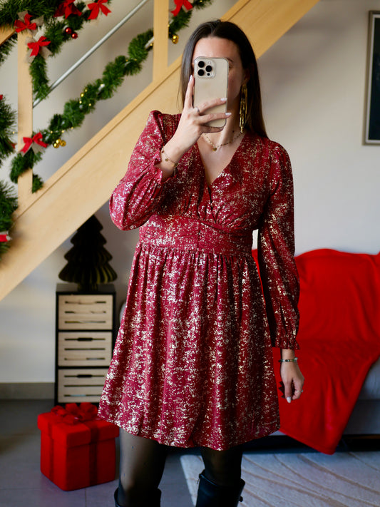 ROBE COURTE JOYCE BORDEAUX (PETITE ET GRANDE TAILLE)