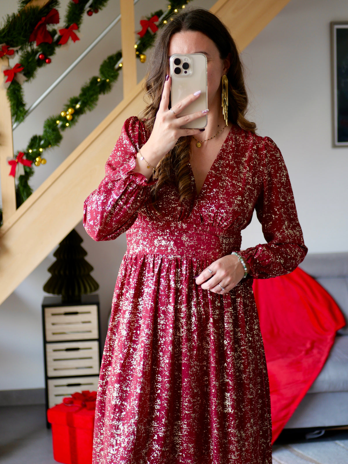 ROBE LONGUE JOYCE BORDEAUX (PETITE ET GRANDE TAILLE)