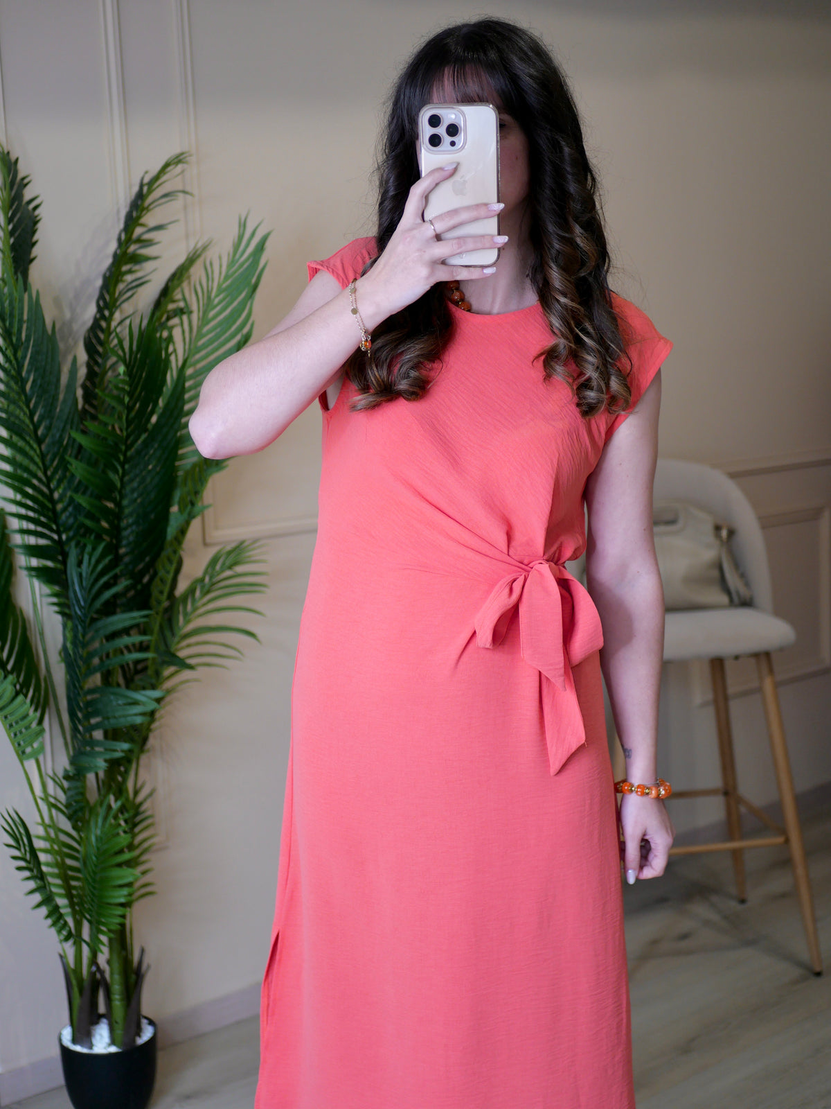 ROBE CALYPSO CORAIL (PETITE ET GRANDE TAILLE)