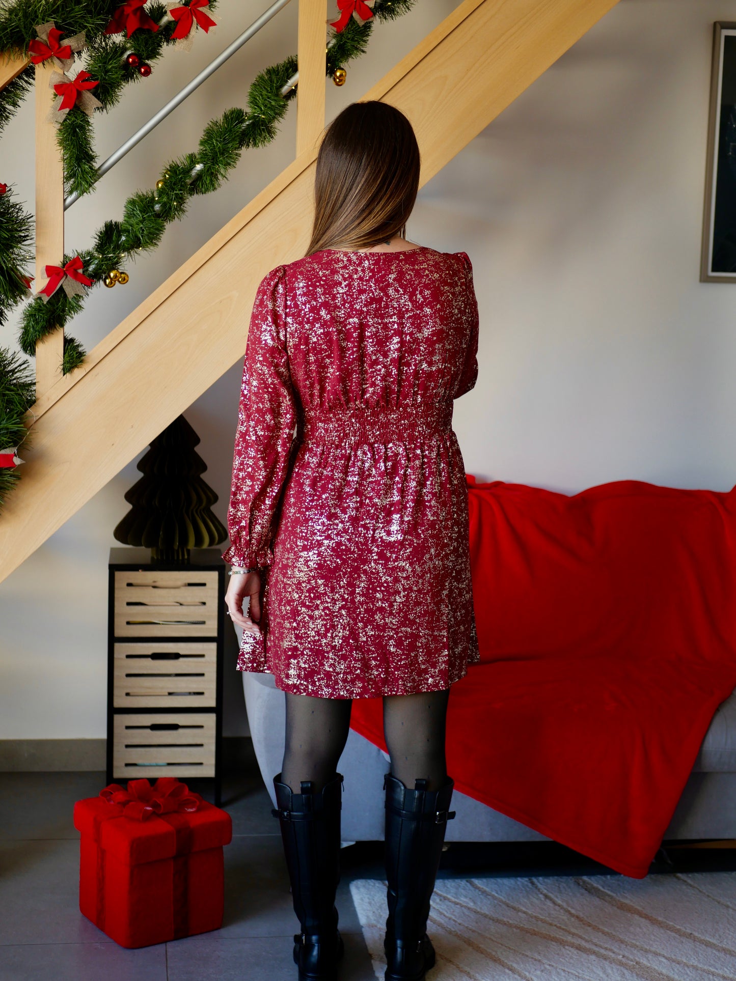 ROBE COURTE JOYCE BORDEAUX (PETITE ET GRANDE TAILLE)