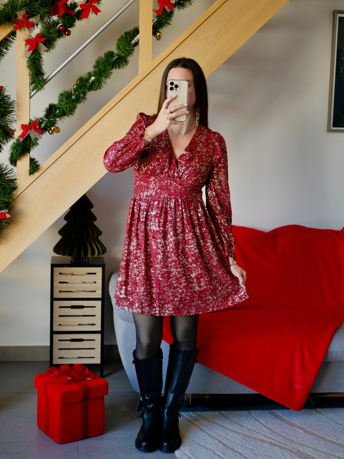 ROBE COURTE JOYCE BORDEAUX (PETITE ET GRANDE TAILLE)