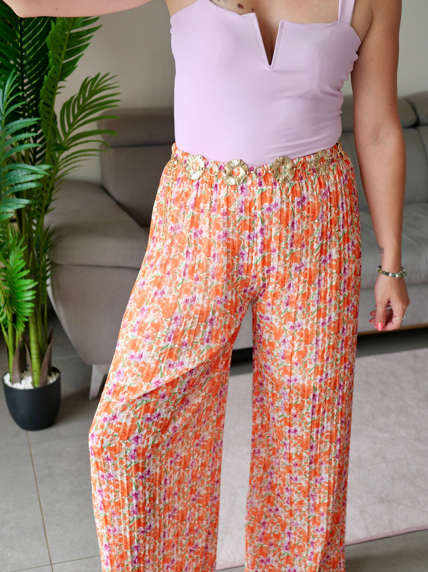 PANTALON ILONA ORANGE (PETITE ET GRANDE TAILLE)