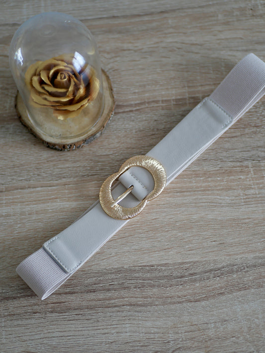CEINTURE BOUCLE DORÉ BEIGE