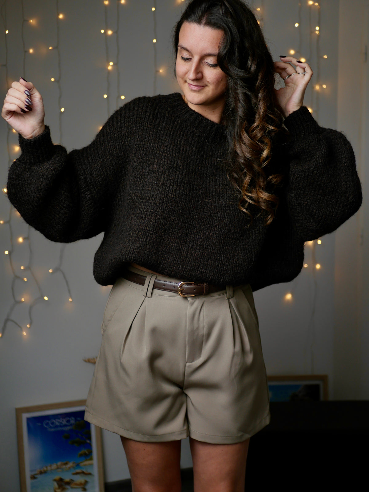 SHORT VELOUR CAMEL CLAUDIA