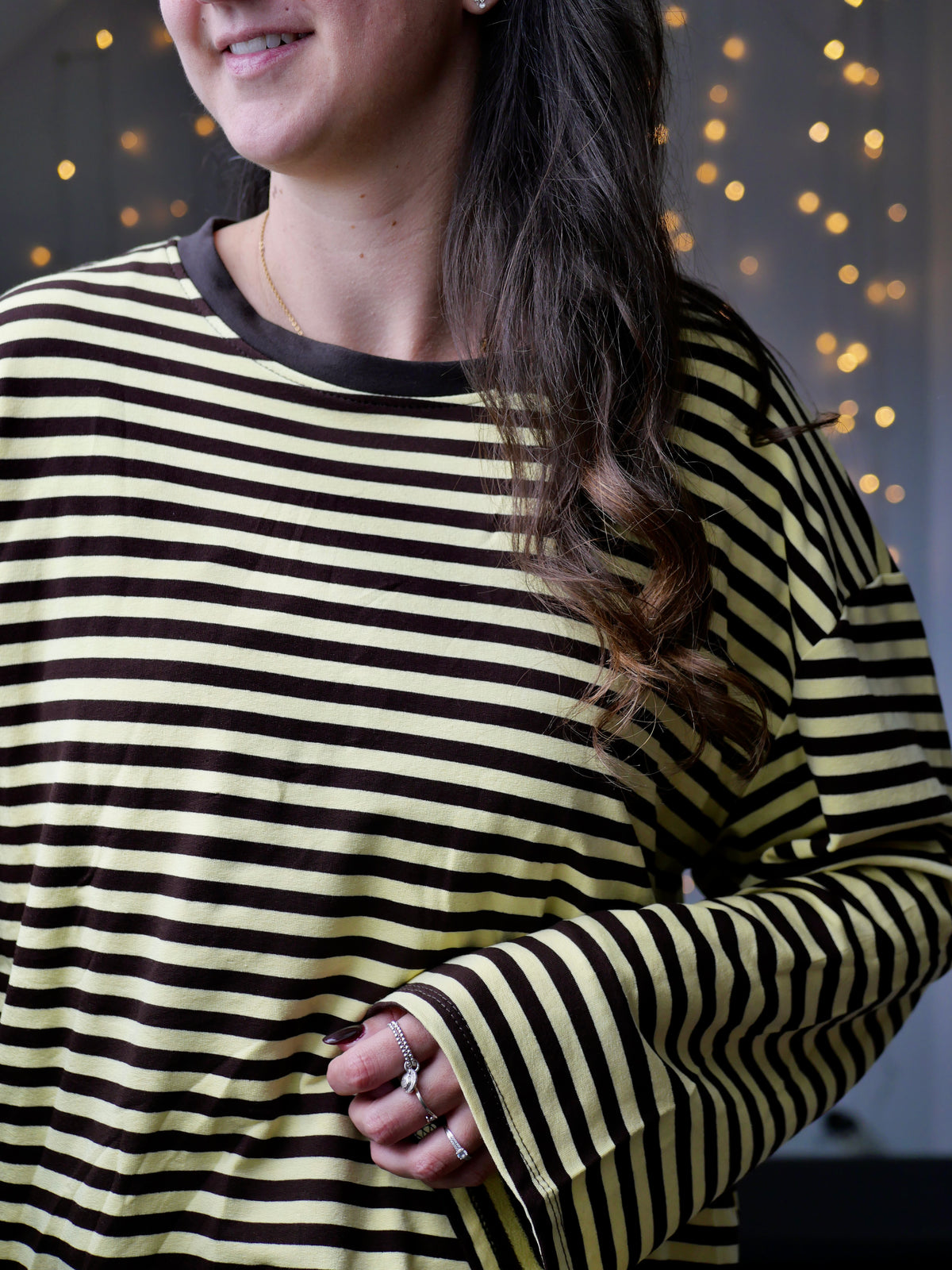 TOP COLINE MARRON ET JAUNE