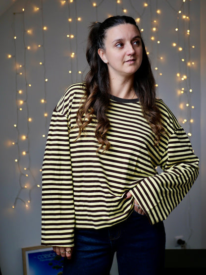 TOP COLINE MARRON ET JAUNE