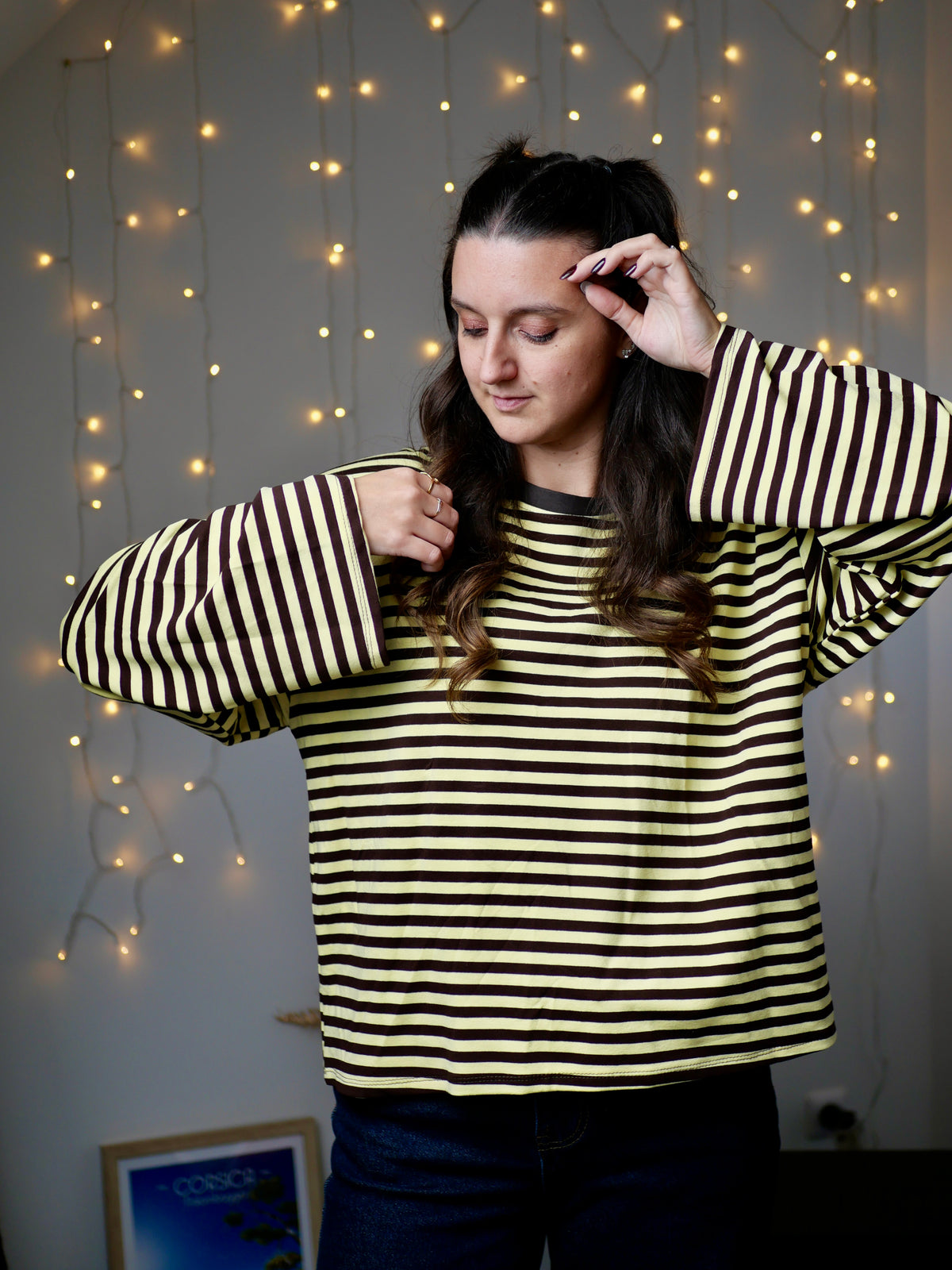 TOP COLINE MARRON ET JAUNE