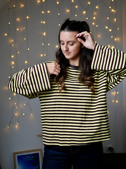 TOP COLINE MARRON ET JAUNE