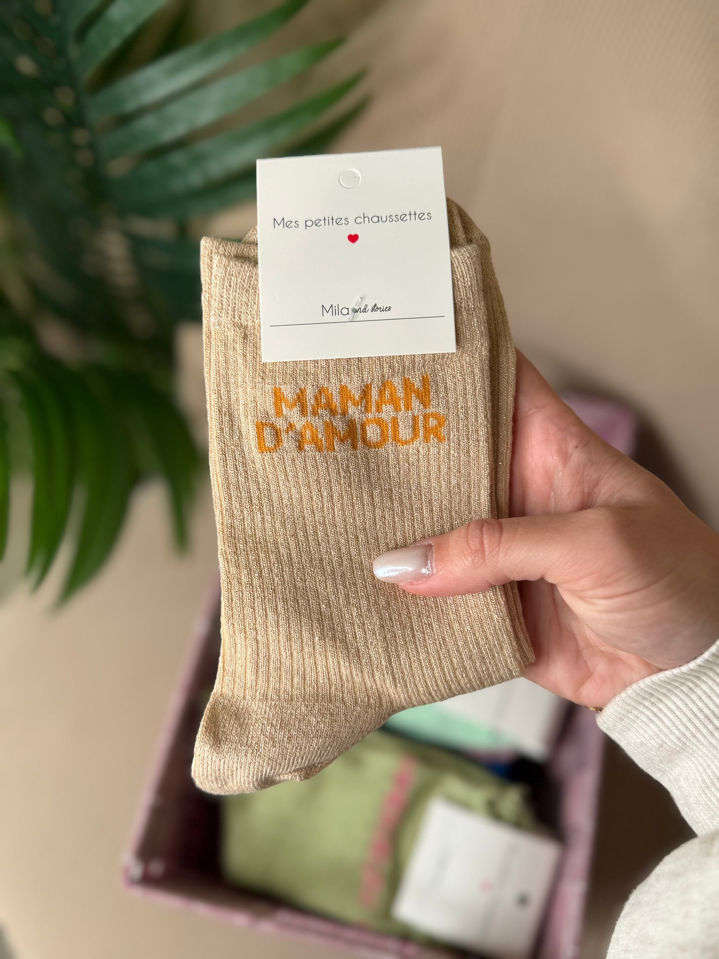 CHAUSSETTES PAILLETÉES MAMAN D'AMOUR