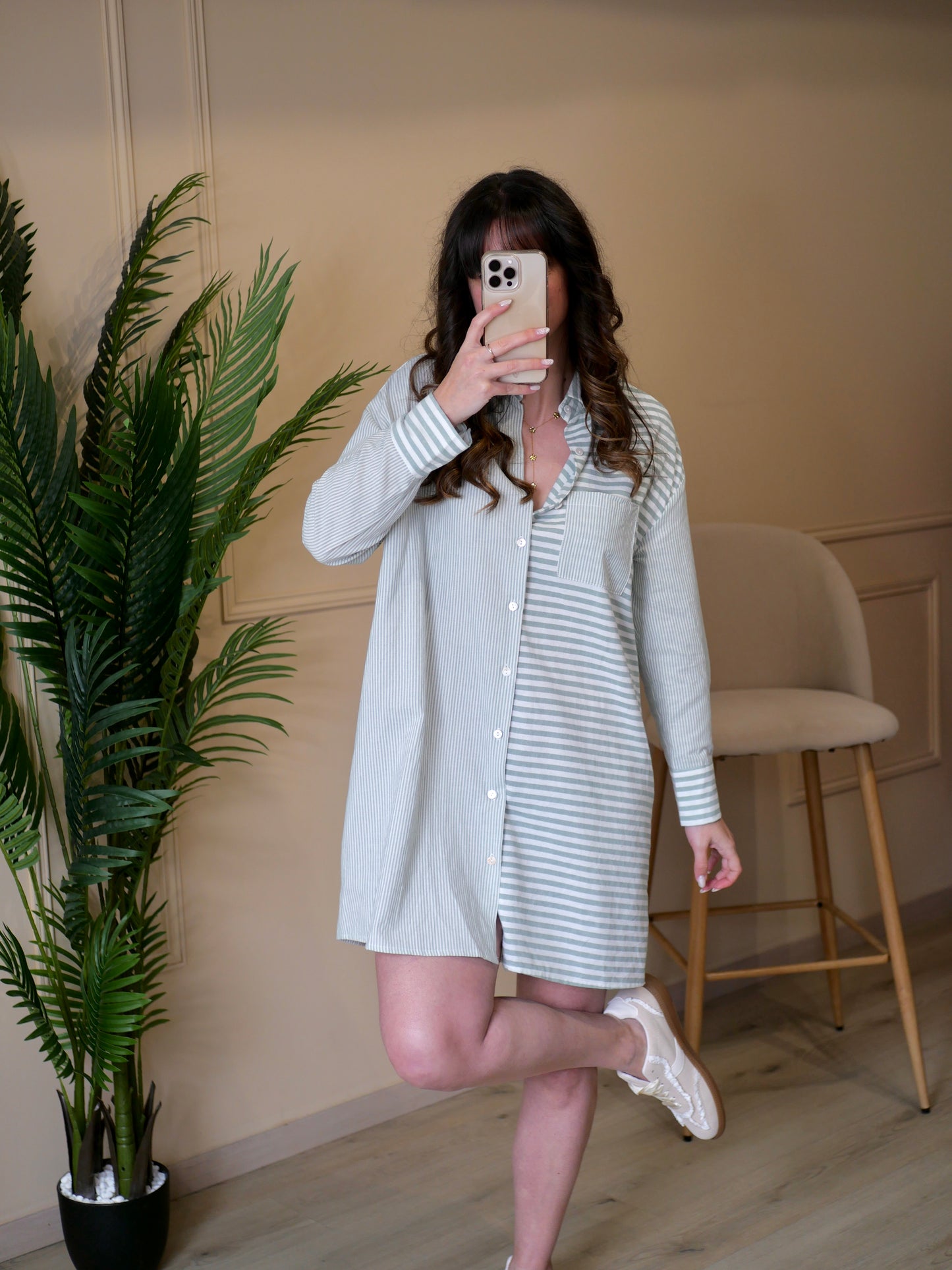 ROBE CHEMISE LOU VERT KAKI (PETITE ET GRANDE TAILLE)