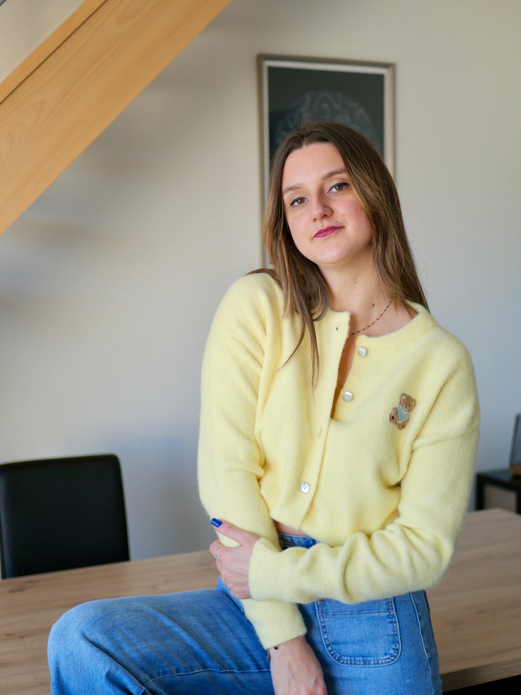 CARDIGAN TEDDY JAUNE PALE