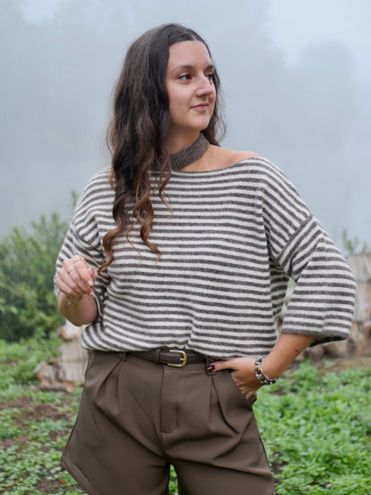 PULL ENAÉ BEIGE ET TAUPE