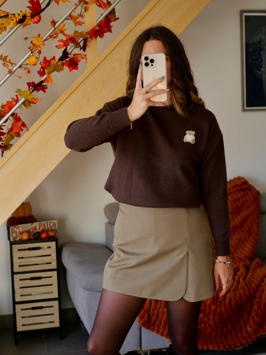 PULL TEDDY CHOCOLAT (PETITE ET GRANDE TAILLE)