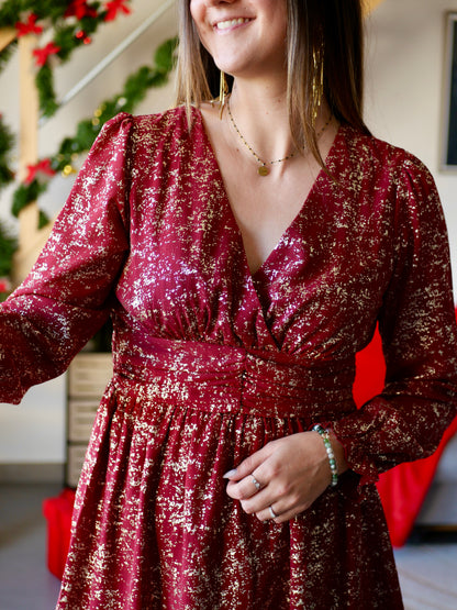 ROBE COURTE JOYCE BORDEAUX (PETITE ET GRANDE TAILLE)