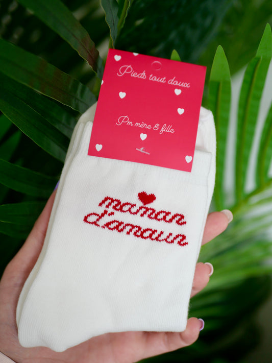 CHAUSSETTES MAMAN D'AMOUR BLANCHE