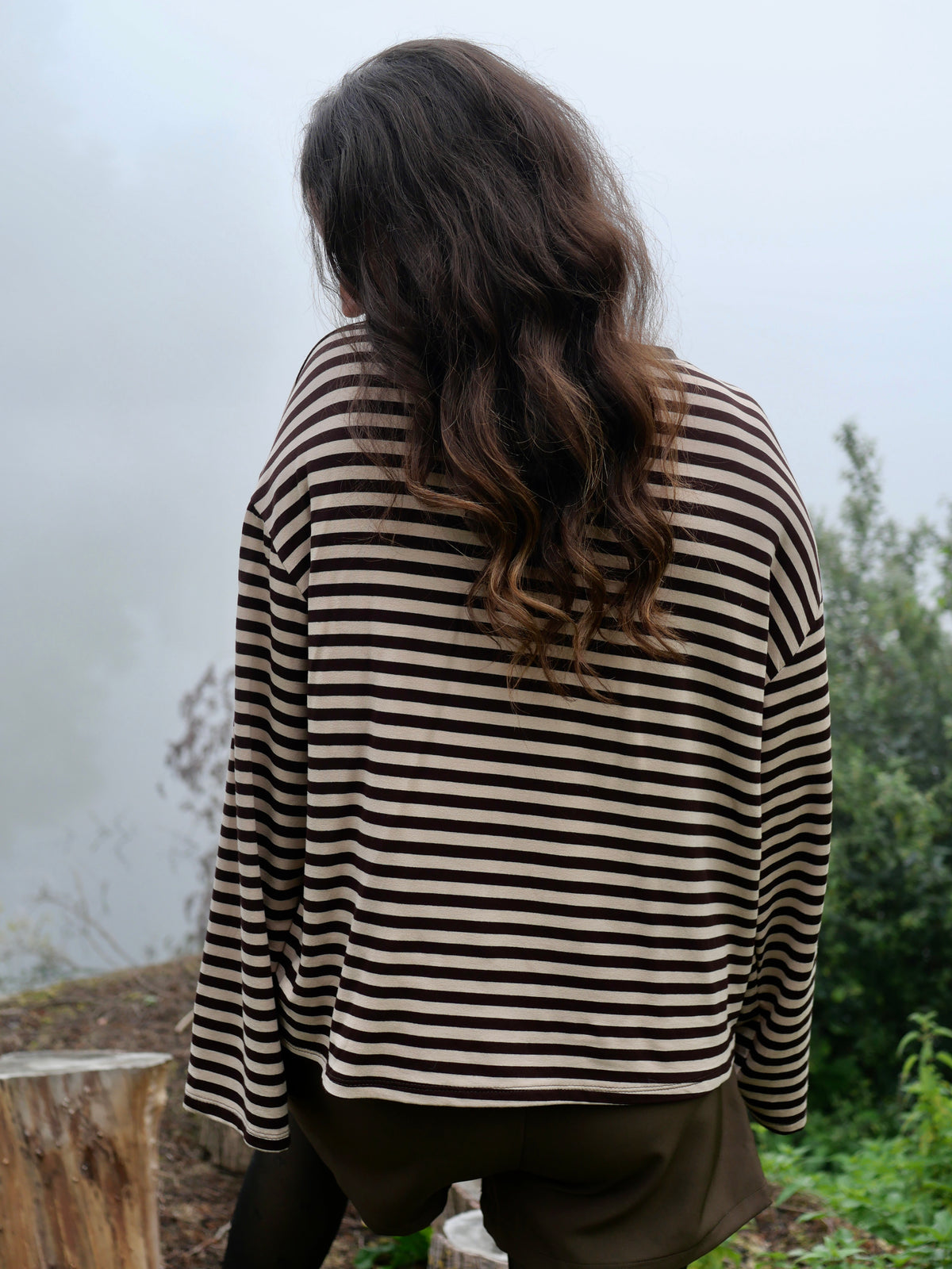 TOP COLINE BEIGE RAYÉ CHOCO
