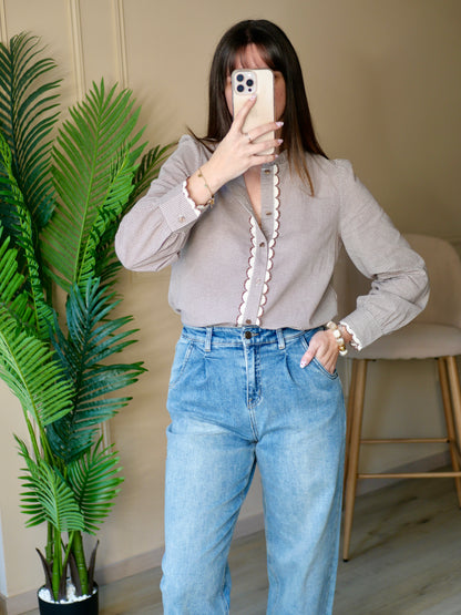 BLOUSE CLARA MARRON TAUPE  (PETITE ET GRANDE TAILLE)