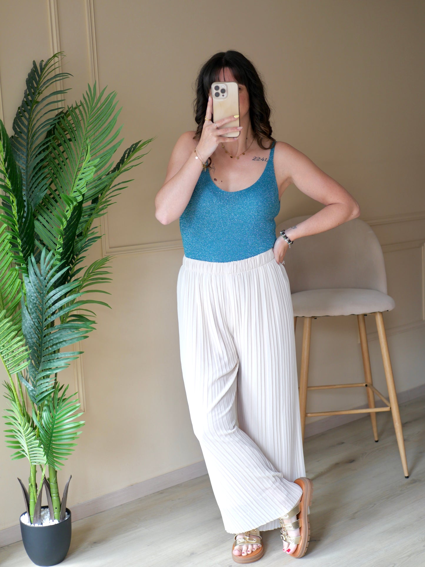 PANTALON GABRIELLE BEIGE (PETITE ET GRANDE TAILLE)