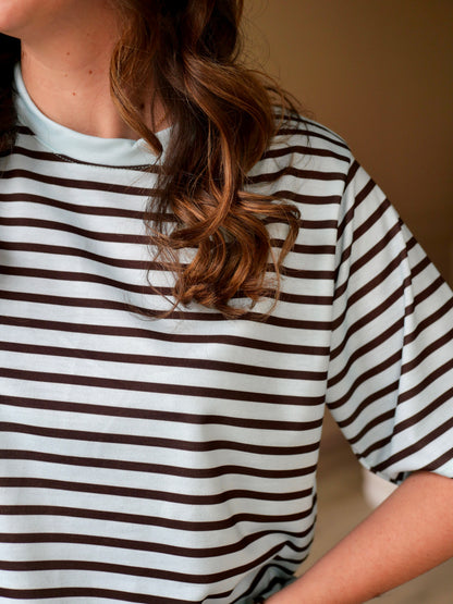 T-SHIRT NAEL BLEU CIEL RAYÉ CHOCOLAT