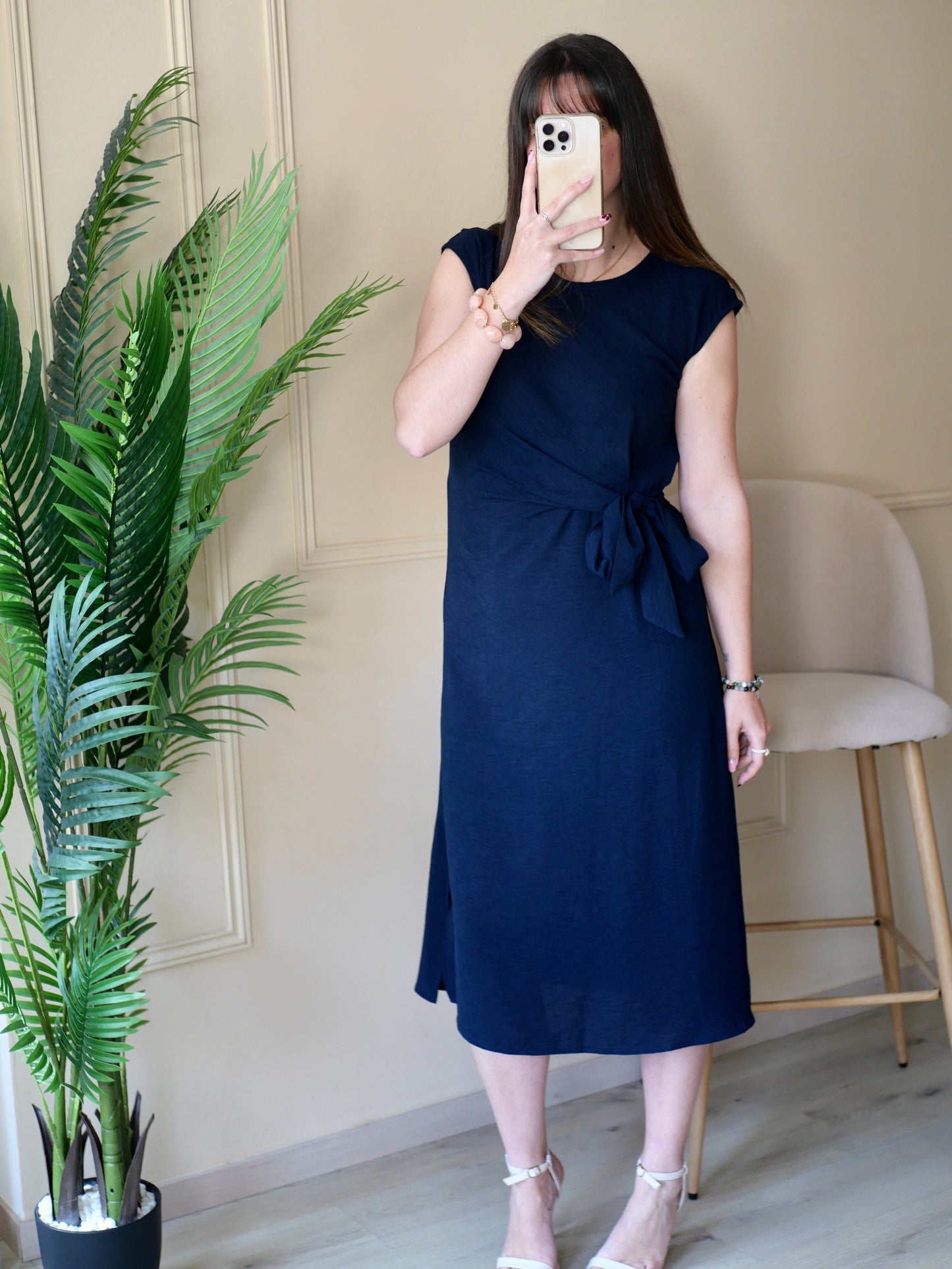 ROBE CALYPSO BLEU MARINE (PETITE ET GRANDE TAILLE)