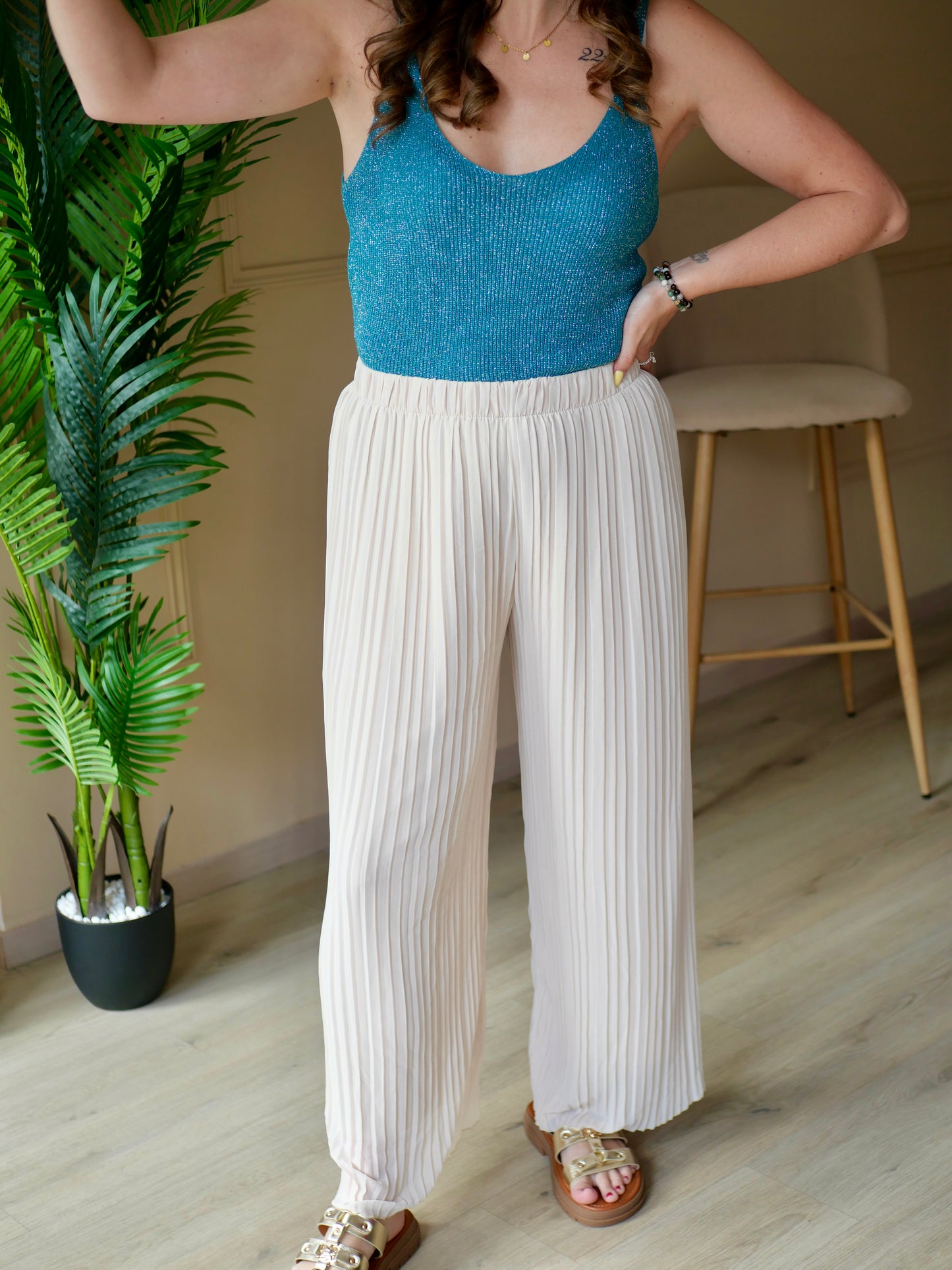 PANTALON GABRIELLE BEIGE (PETITE ET GRANDE TAILLE)