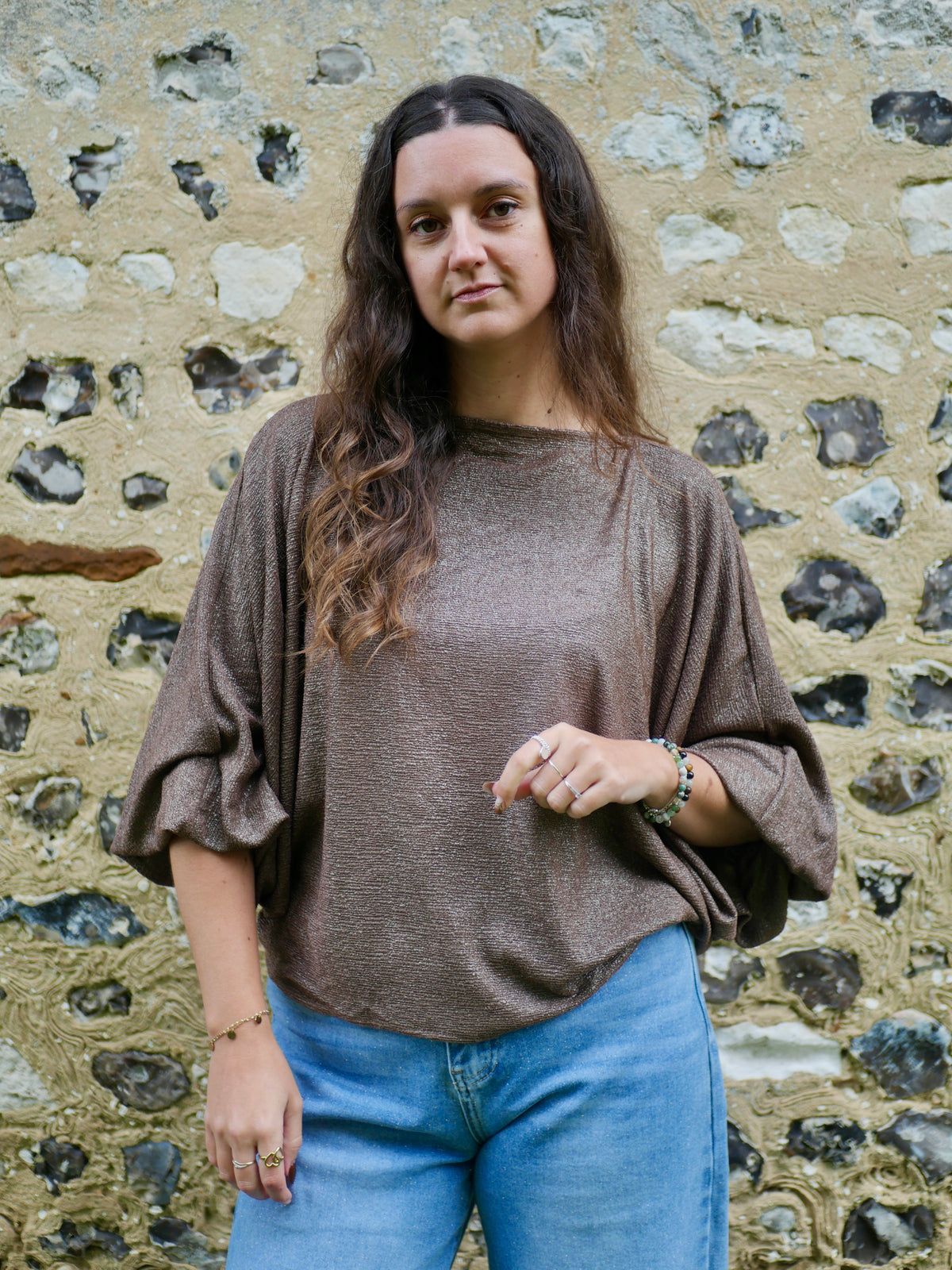 TOP CAMILIA TAUPE PAILLETÉ