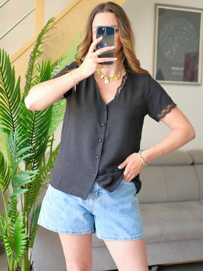 BLOUSE COLINE NOIR (PETITE ET GRANDE TAILLE)