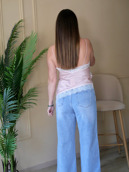 TOP ASYMÉTRIQUE BILLIE ROSE PALE