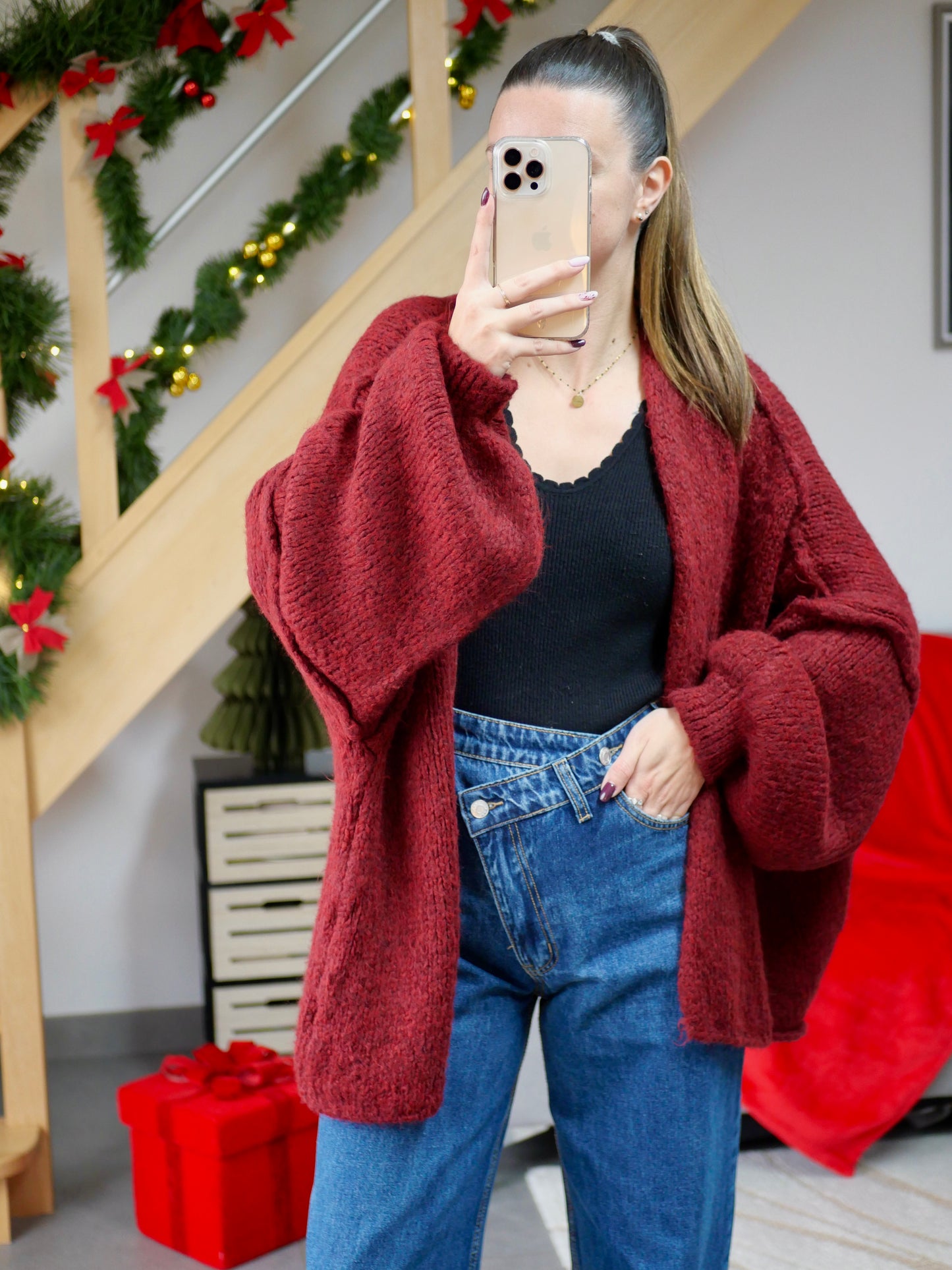 GILET GABIN BORDEAUX (PETITE ET GRANDE TAILLE)