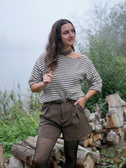 PULL ENAÉ BEIGE ET TAUPE