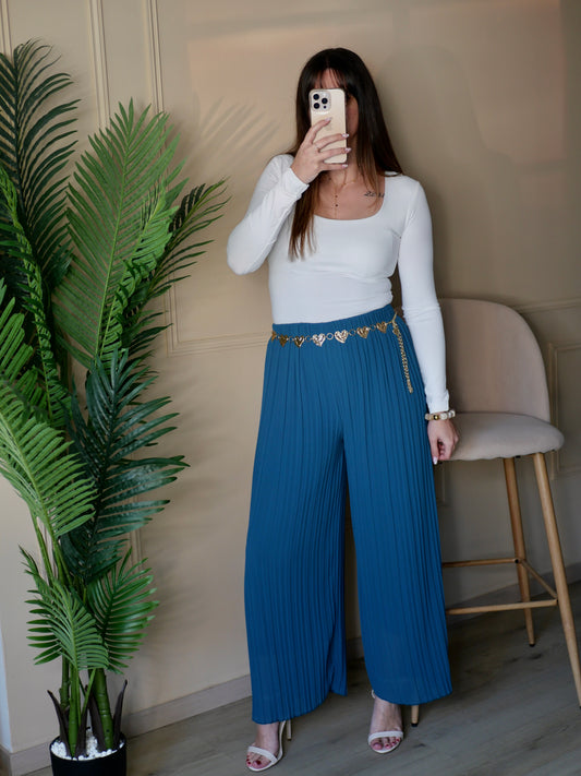 PANTALON GABRIELLE BLEU CANARD (PETITE ET GRANDE TAILLE)