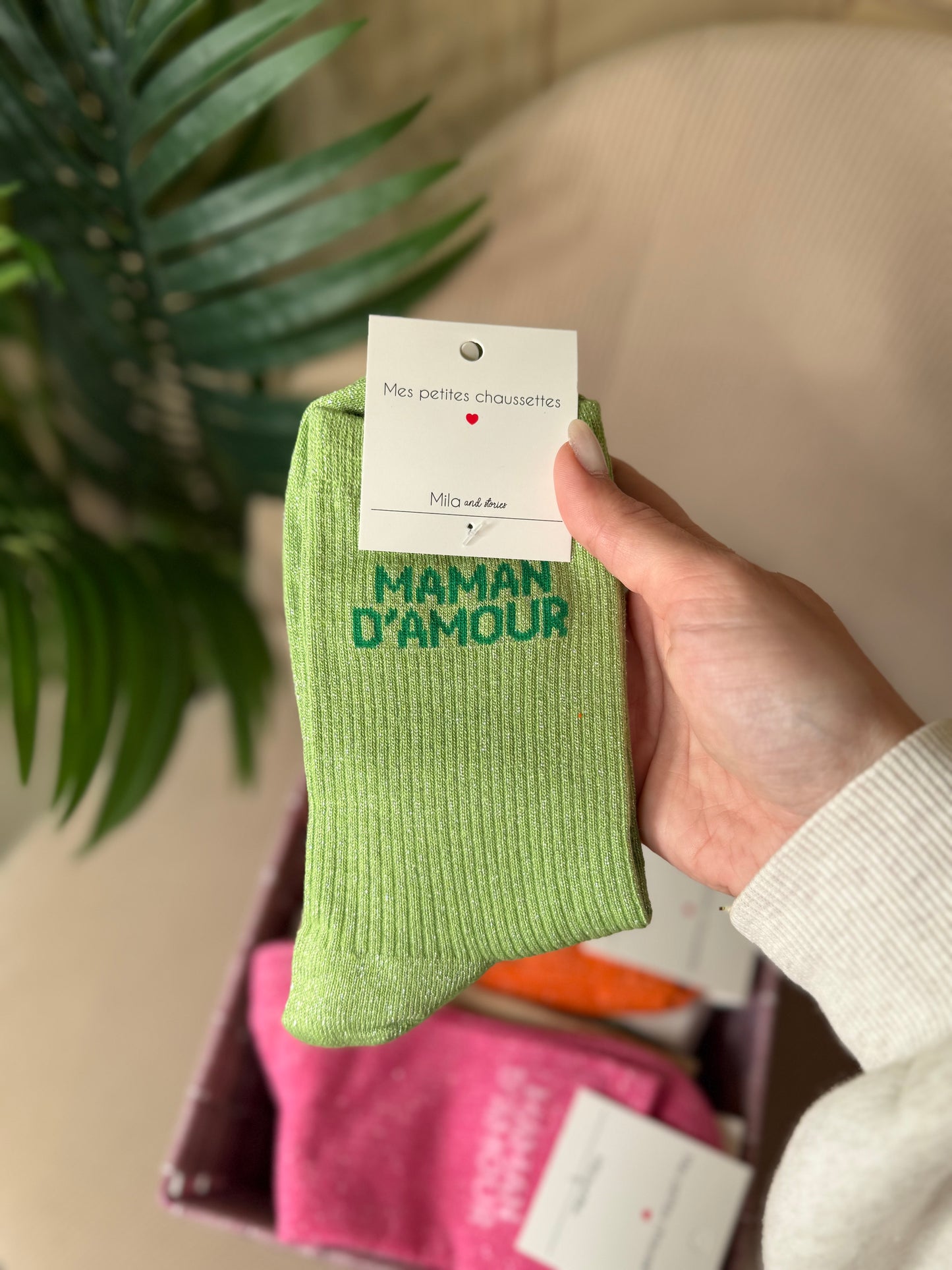 CHAUSSETTES PAILLETÉES MAMAN D'AMOUR