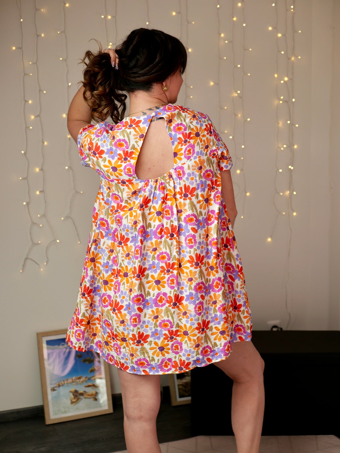 ROBE SHORT FLEUR (PETITE ET GRANDE TAILLE)