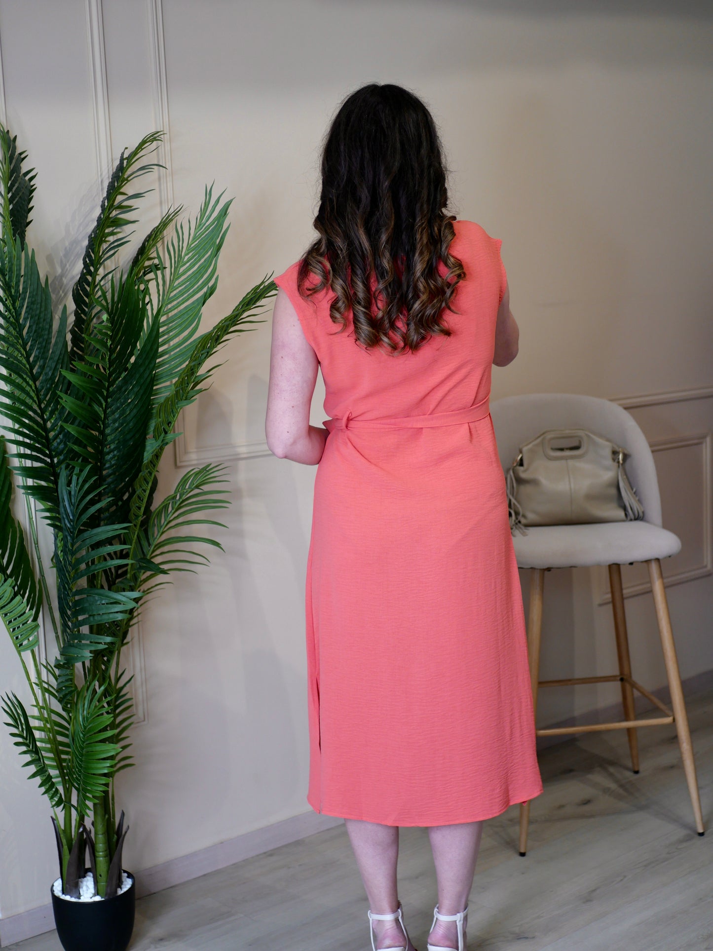ROBE CALYPSO CORAIL (PETITE ET GRANDE TAILLE)