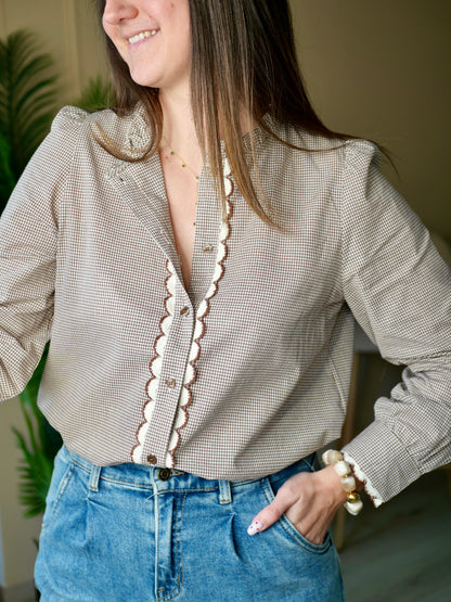 BLOUSE CLARA MARRON TAUPE  (PETITE ET GRANDE TAILLE)