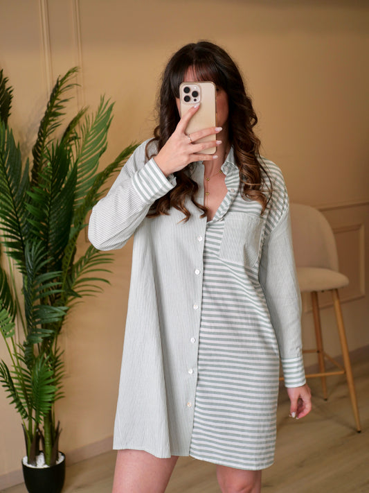 ROBE CHEMISE LOU VERT KAKI (PETITE ET GRANDE TAILLE)