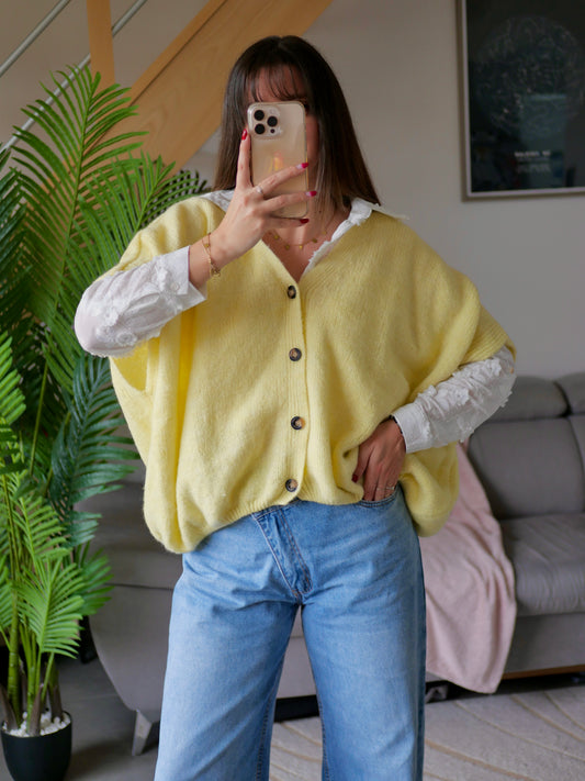 GILET ARTHUR JAUNE PALE (PETITE ET GRANDE TAILLE)