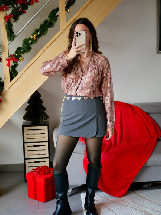 JUPE SHORT MADISON GRISE