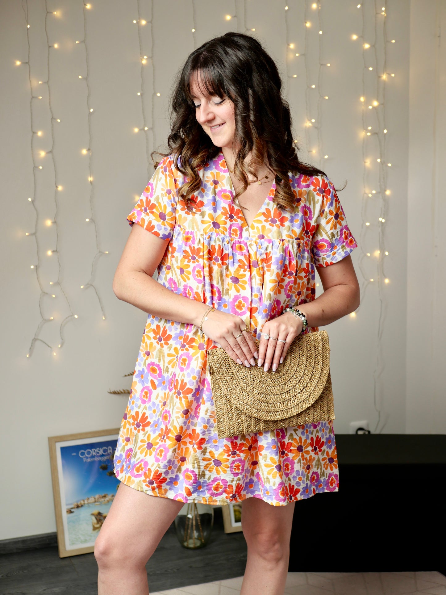 ROBE SHORT FLEUR (PETITE ET GRANDE TAILLE)
