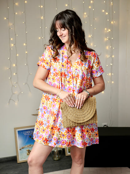 ROBE SHORT FLEUR (PETITE ET GRANDE TAILLE)