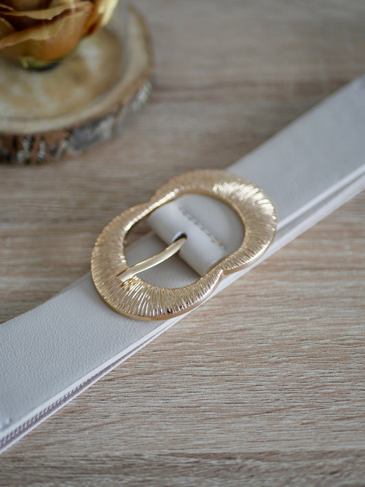 CEINTURE BOUCLE DORÉ BEIGE