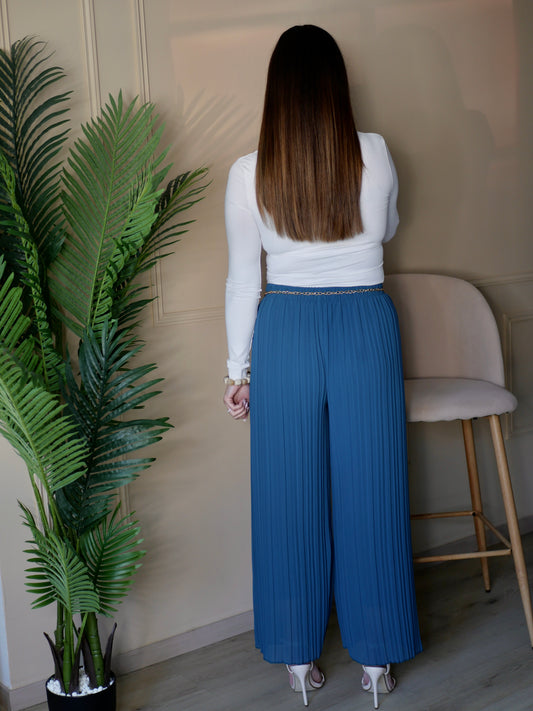 PANTALON GABRIELLE BLEU CANARD (PETITE ET GRANDE TAILLE)