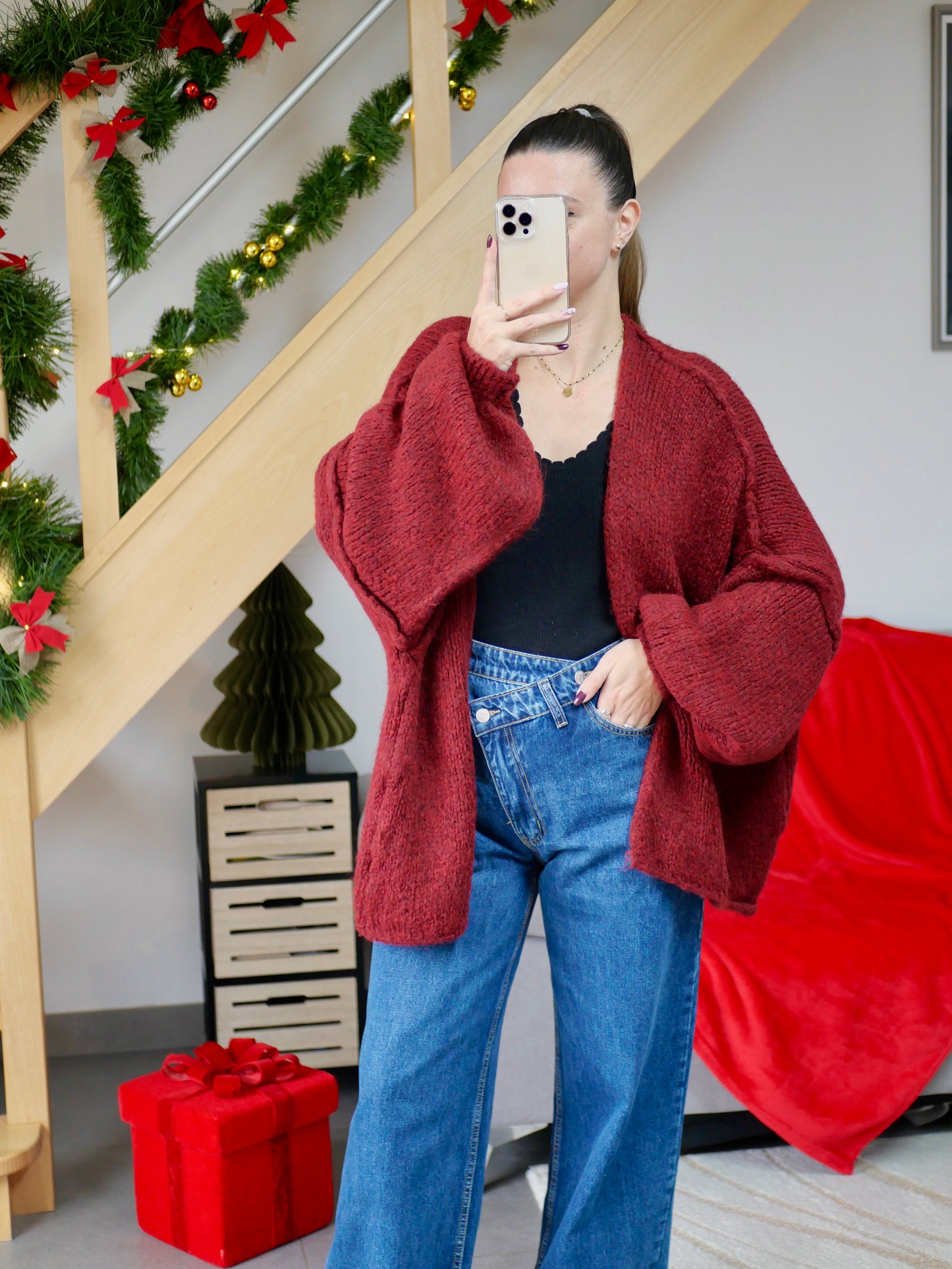 GILET GABIN BORDEAUX (PETITE ET GRANDE TAILLE)